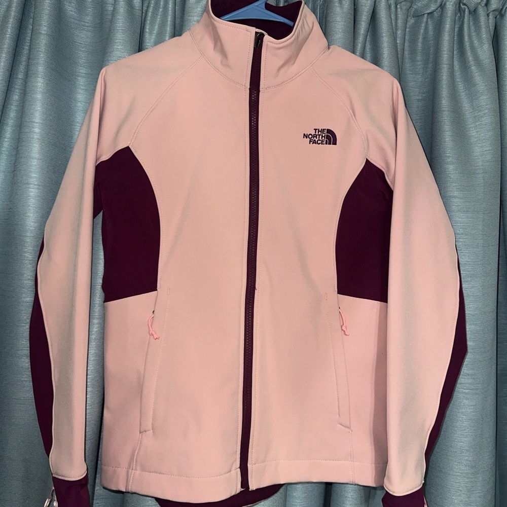 The North Face Women's Light Pink and Burgundy Ski Jacket